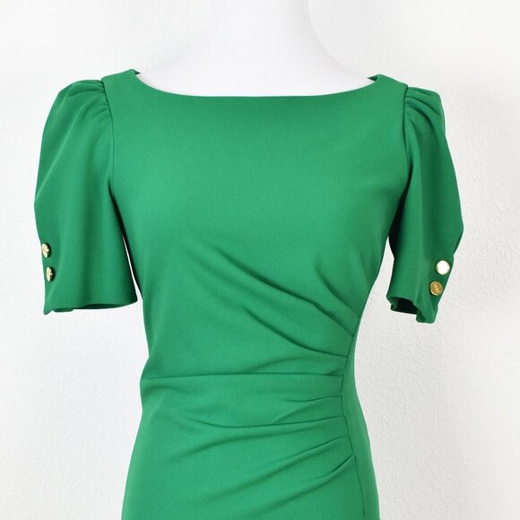 DKNY Ruched Short Puff Sleeve Sheath Dress - 8P - Picture 2 of 9
